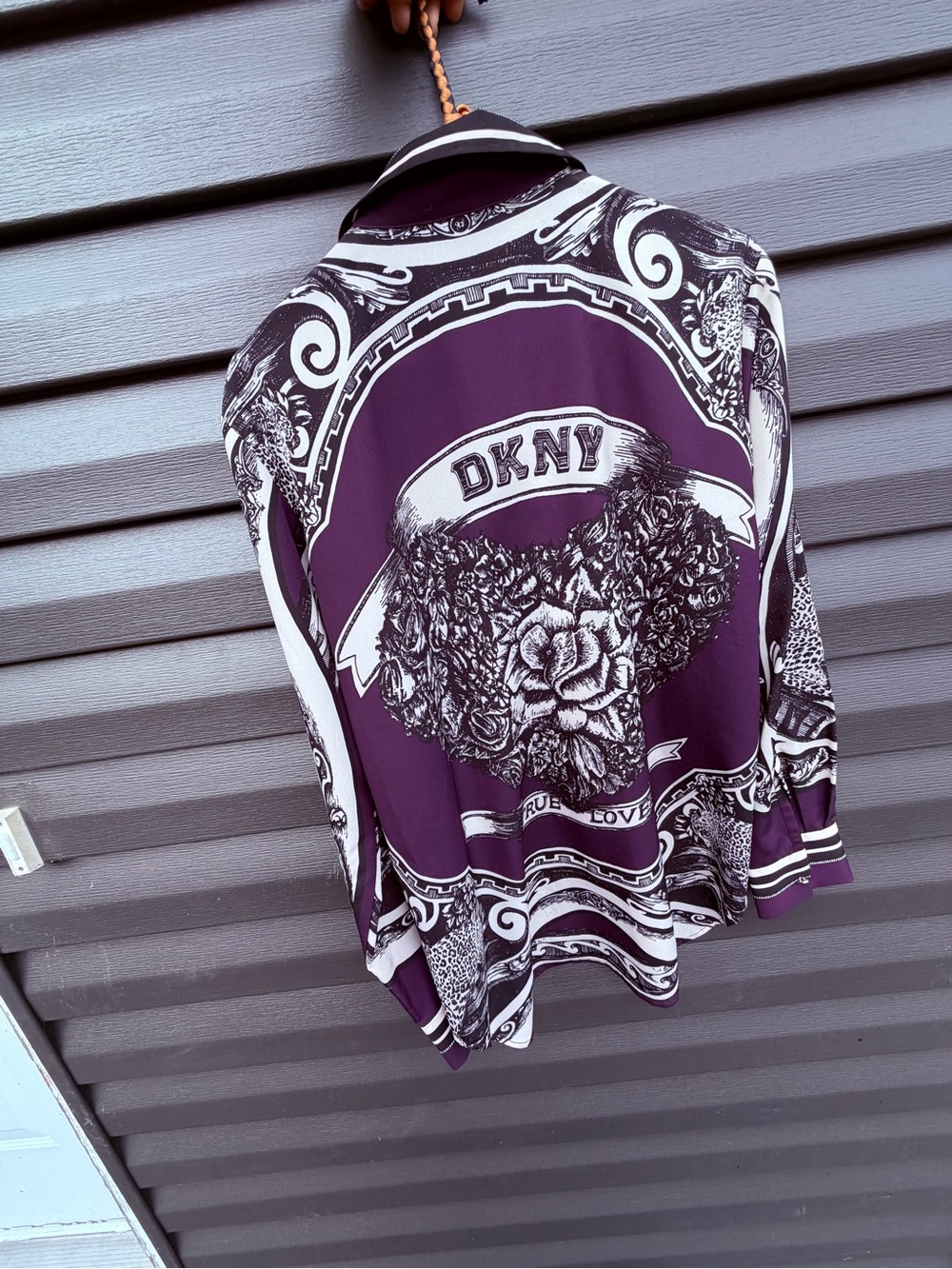 DKNY Purple and White Graphic Button-Down Shirt - Picture 14 of 15